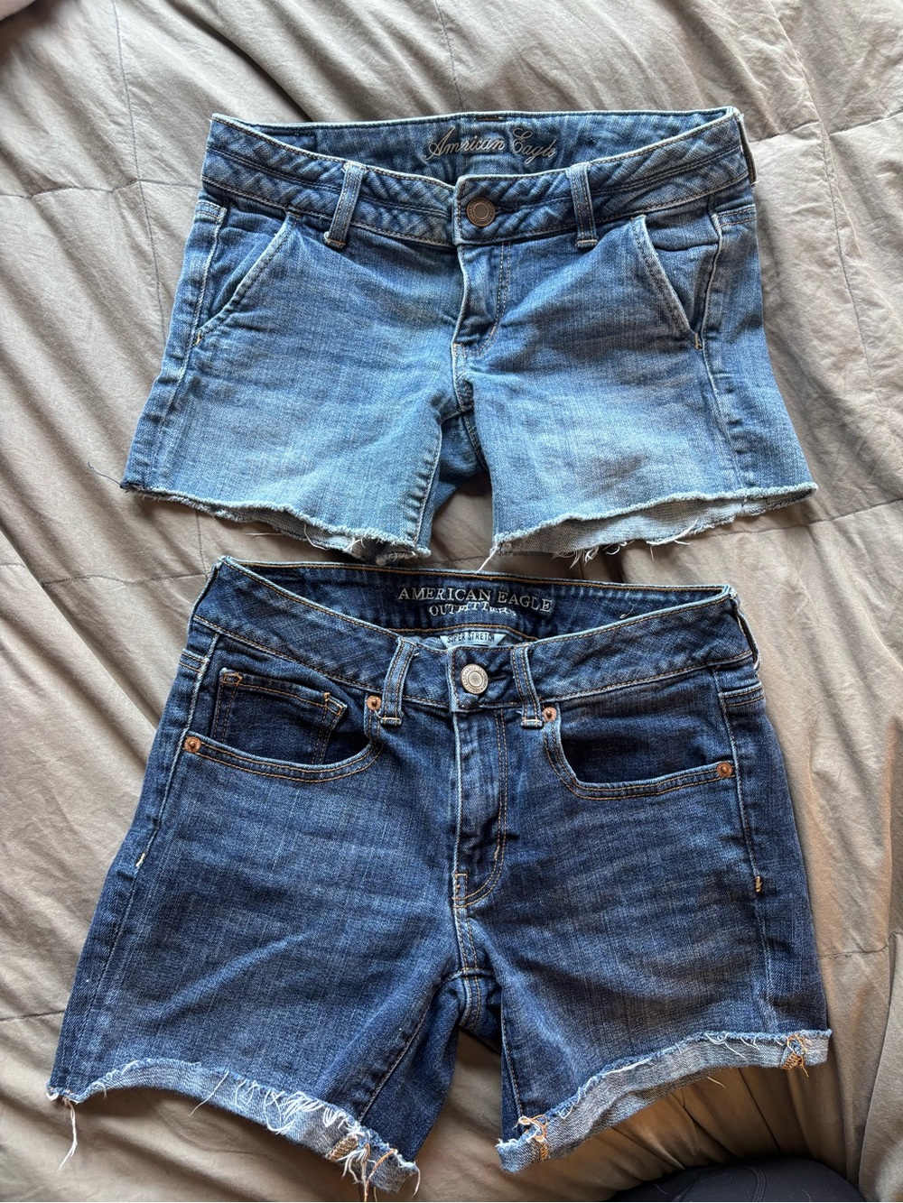 American Eagle Outfitters Light Blue & Dark Blue Denim Cutoff Shorts Duo